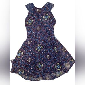 Its Pink Navy Blue Mini Dress With Colorful Design Sleeveless Size Small